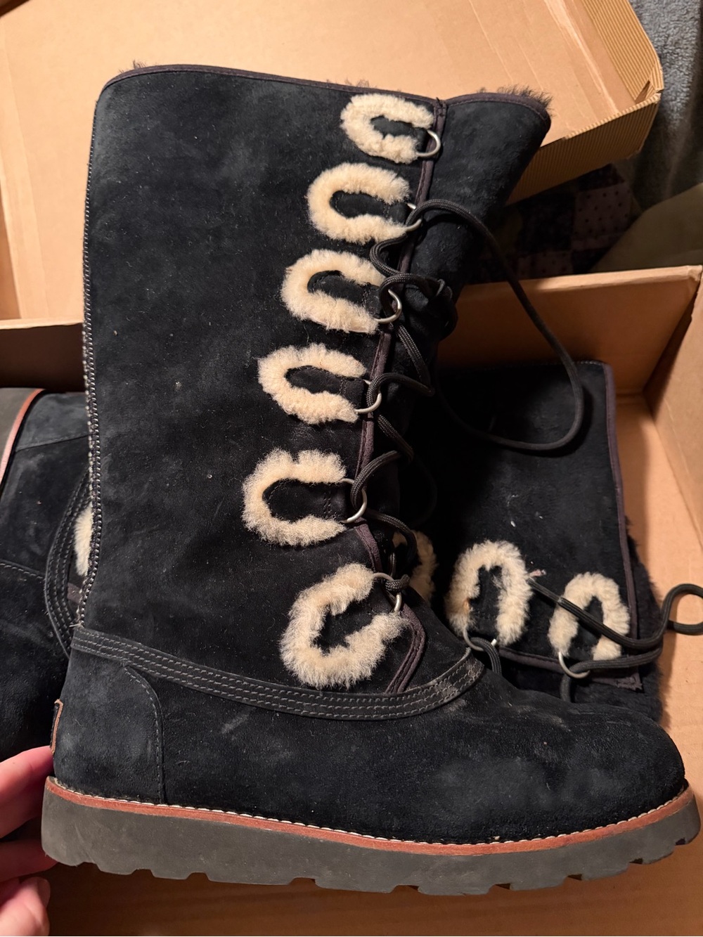 UGG Black and Tan Shoe Box with Label